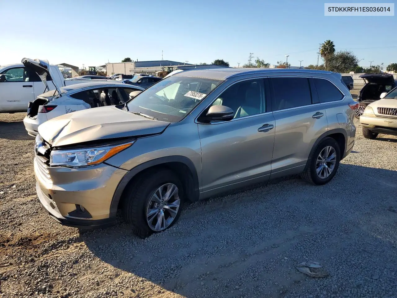 2014 Toyota Highlander Xle VIN 5TDKKRFH1ES036014 фото 1