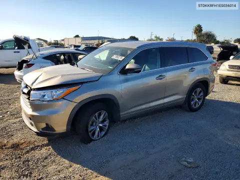 5TDKKRFH1ES036014 — 2014 Toyota Highlander, Передняя часть, фото до ремонта