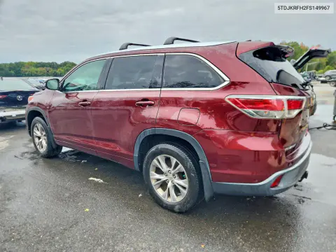 2015 Toyota Highlander Xle VIN 5TDJKRFH2FS149967 фото 2