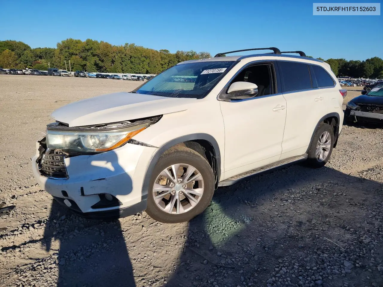 2015 Toyota Highlander Xle VIN 5TDJKRFH1FS152603 фото 1