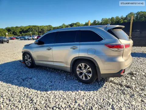 2015 Toyota Highlander Xle VIN 5TDJKRFHXFS114142 фото 2