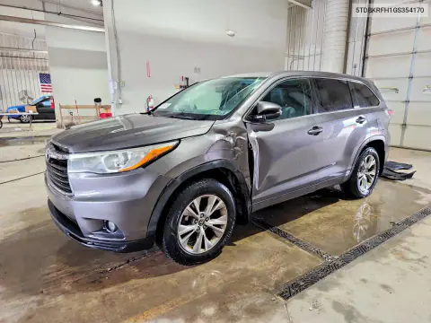 5TDBKRFH1GS354170 — 2016 Toyota Highlander, Передняя часть, фото до ремонта