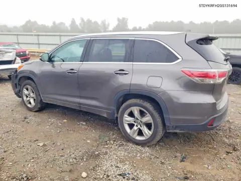 5TDYKRFH2GS131694 — 2016 Toyota Highlander, фото 2 с аукциона Copart, Передняя часть