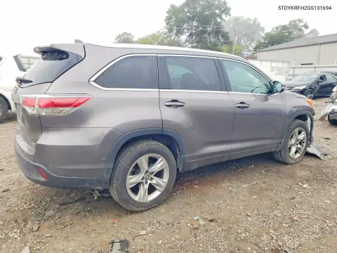 5TDYKRFH2GS131694 — 2016 Toyota Highlander, фото 3 с аукциона Copart, Передняя часть