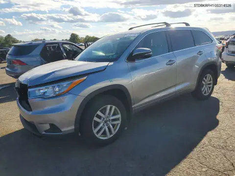 5TDBKRFH1GS314526 — 2016 Toyota Highlander, Передняя часть, фото до ремонта