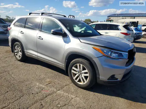 5TDBKRFH1GS314526 — 2016 Toyota Highlander, фото 4 с аукциона Copart 20.10.2026, Передняя часть