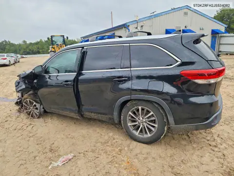 5TDKZRFH2JS534082 — 2018 Toyota Highlander, фото 2 с аукциона Copart, Передняя часть