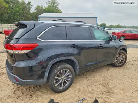 5TDKZRFH2JS534082 — 2018 Toyota Highlander, фото 3 с аукциона Copart, Передняя часть