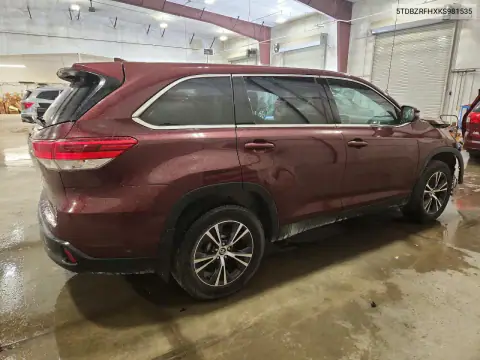 5TDBZRFHXKS981535 — 2019 Toyota Highlander, фото 3 с аукциона Copart, Передняя часть