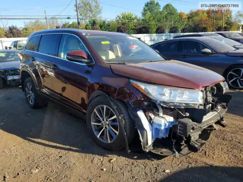 2019 Toyota Highlander Xle VIN 5TDJZRFH5KS737593 фото 4