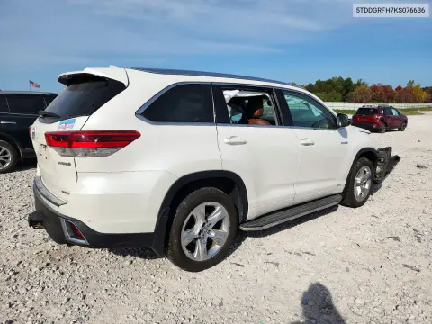 2019 Toyota Highlander Hybrid Limited VIN 5TDDGRFH7KS076636 фото 3