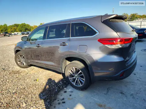 2019 Toyota Highlander Xle Hybrid VIN 5TDJGRFH1K5072536 фото 2