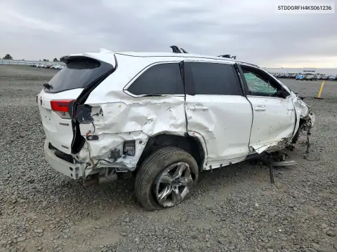 2019 Toyota Highlander Hybrid Limited Platinum VIN 5TDDGRFH4KS061236 фото 3