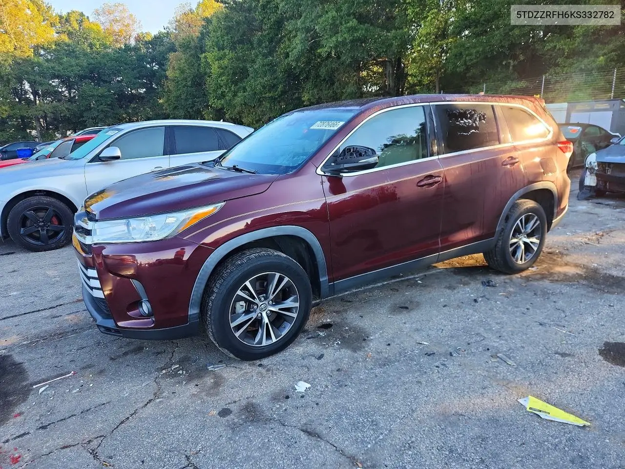 2019 Toyota Highlander Le Plus VIN 5TDZZRFH6KS332782 фото 1