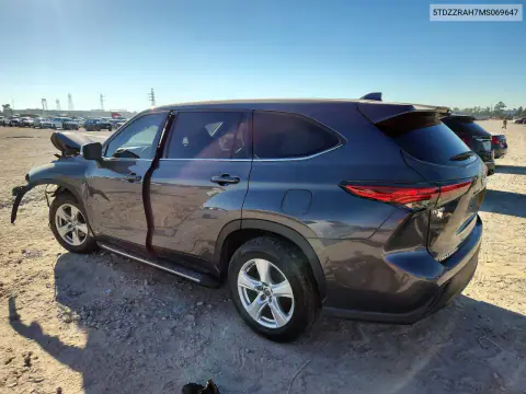 2021 Toyota Highlander Le VIN 5TDZZRAH7MS069647 фото 2