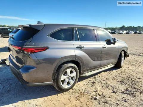 2021 Toyota Highlander Le VIN 5TDZZRAH7MS069647 фото 3