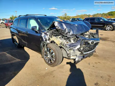 5TDGZRBH4MS528493 — 2021 Toyota Highlander, фото 4 с аукциона Copart, Передняя часть