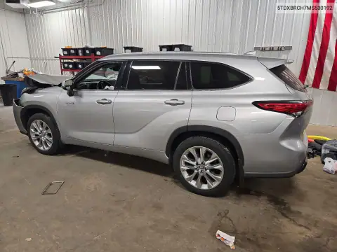 5TDXBRCH7MS530192 — 2021 Toyota Highlander, фото 2 с аукциона Copart, Передняя часть