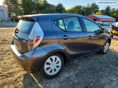 JTDKDTB33D1531151 — 2013 Toyota Prius C, фото 3 с аукциона Copart 15.10.2026, Задняя часть