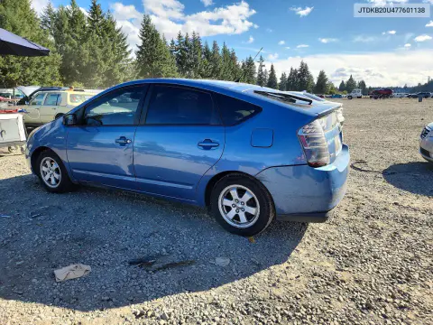 2007 Toyota Prius Base VIN JTDKB20U477601138 фото 2