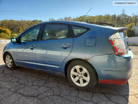 2007 Toyota Prius Base VIN JTDKB20U377683315 фото 2