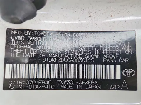 2010 TOYOTA PRIUS VIN JTDKN3DU0A0030125 фото 12