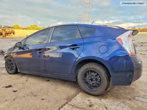 JTDKN3DU9E1755657 — 2014 Toyota Prius, фото 2 с аукциона Copart, Пожар
