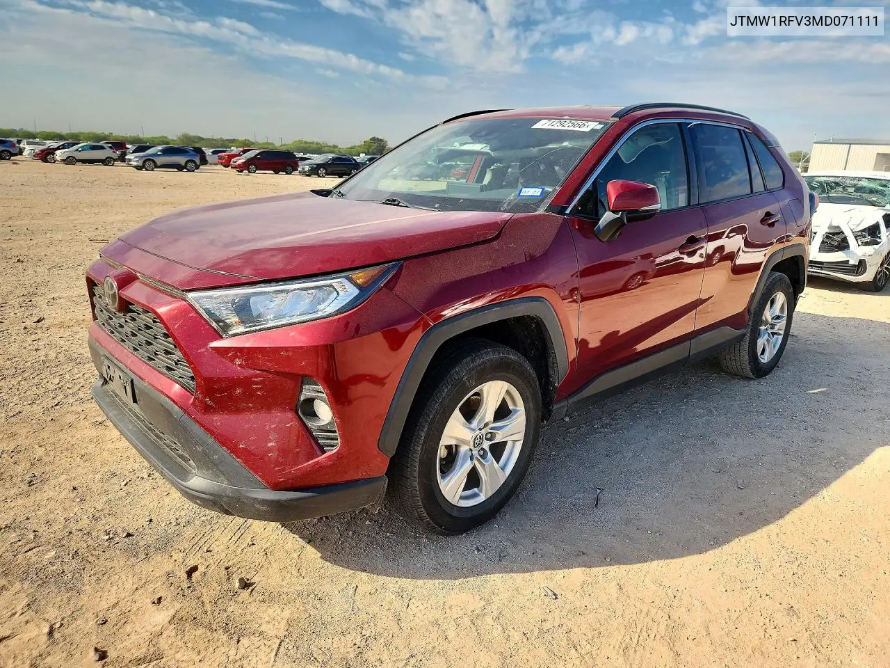 2021 Toyota Rav4 Xle VIN JTMW1RFV3MD071111 фото 1