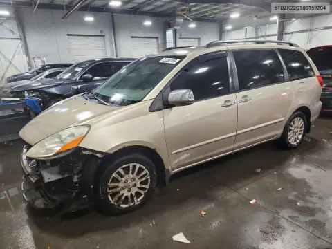 5TDZK22C18S159204 — 2008 Toyota Sienna, Передняя часть, фото до ремонта