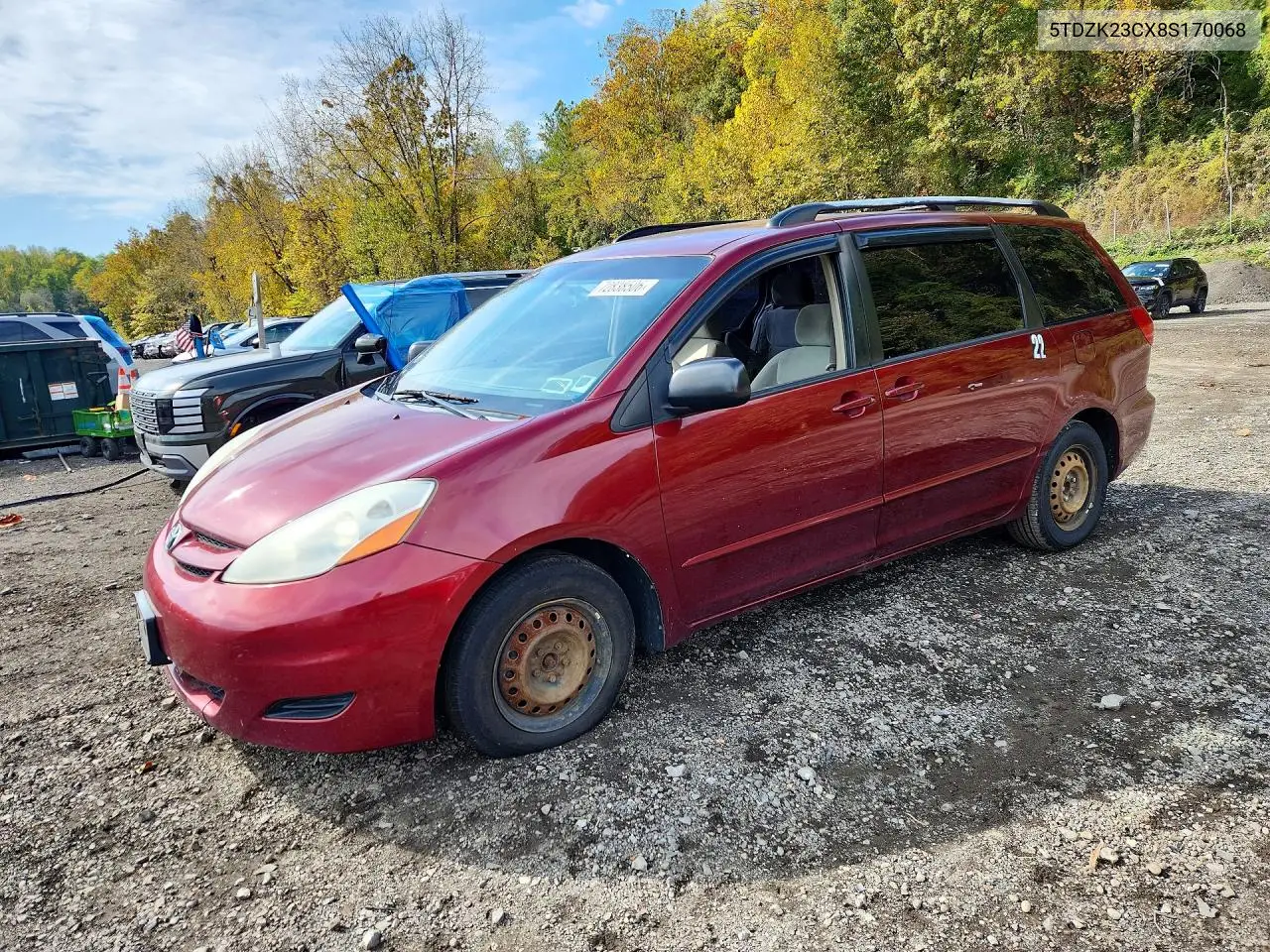 5TDZK23CX8S170068 Toyota Sienna 2008 — повреждение Сторона, фото до ремонта