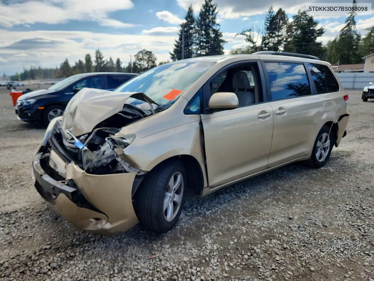 2011 Toyota Sienna Le VIN 5TDKK3DC7BS088098 фото 1