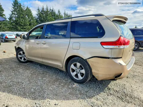 2011 Toyota Sienna Le VIN 5TDKK3DC7BS088098 фото 2