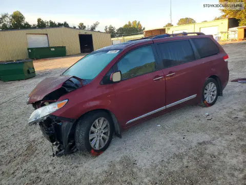5TDYK3DC6BS115494 — 2011 Toyota Sienna, Передняя часть, фото до ремонта