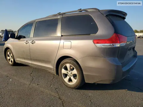 2012 Toyota Sienna Le VIN 5TDKK3DC0CS194166 фото 2