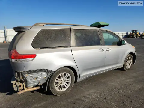 2013 Toyota Sienna Xle 8-Passenger VIN 5TDYK3DCXDS387209 фото 3