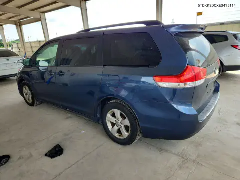2014 Toyota Sienna Le VIN 5TDKK3DCXES415114 фото 2