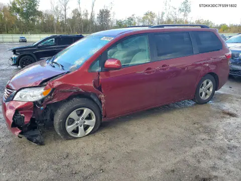 5TDKK3DC7FS591832 — 2015 Toyota Sienna, Передняя часть, фото до ремонта