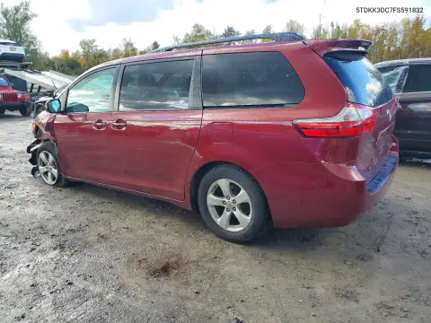 2015 Toyota Sienna Le VIN 5TDKK3DC7FS591832 фото 2