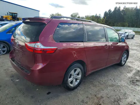 2015 Toyota Sienna Le VIN 5TDKK3DC7FS591832 фото 3