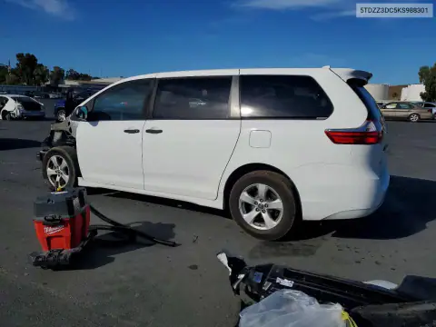 5TDZZ3DC5KS988301 — 2019 Toyota Sienna, фото 2 с аукциона Copart, Боковая часть