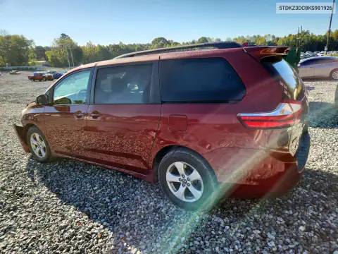 5TDKZ3DC8KS981926 — 2019 Toyota Sienna, фото 2 с аукциона Copart, Передняя часть