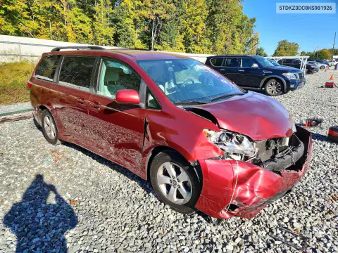 5TDKZ3DC8KS981926 — 2019 Toyota Sienna, фото 4 с аукциона Copart, Передняя часть
