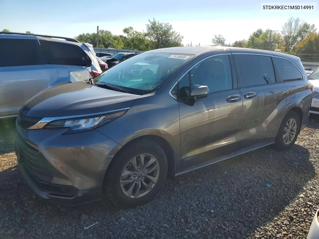 2021 Toyota Sienna Le VIN 5TDKRKEC1MS014991 фото 1