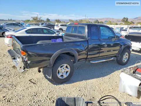 2002 Toyota Tacoma Xtracab Prerunner VIN 5TESM92N42Z142316 фото 3