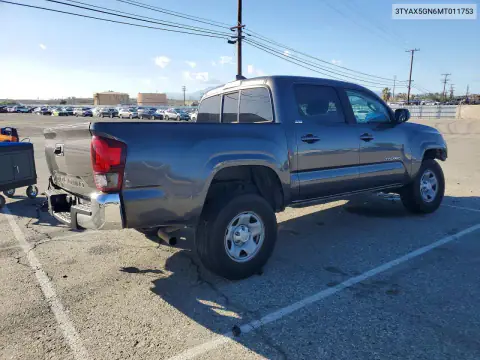 3TYAX5GN6MT011753 — 2021 Toyota Tacoma, фото 3 с аукциона Copart, Передняя часть