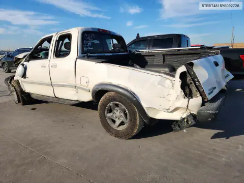 2000 Toyota Tundra Access Cab Limited VIN 5TBBT4815YS092728 фото 2