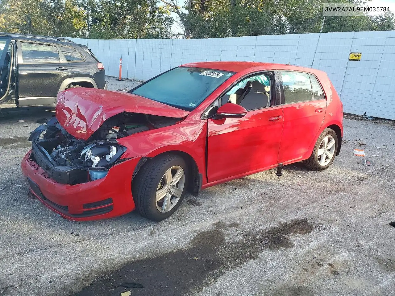 2015 Volkswagen Golf Tdi VIN 3VW2A7AU9FM035784 фото 1