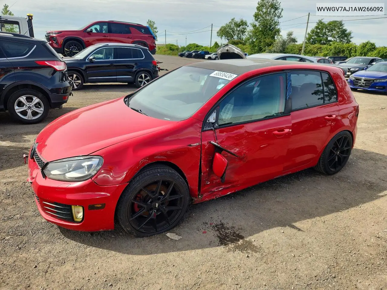 2010 Volkswagen Gti VIN WVWGV7AJ1AW266092 фото 1