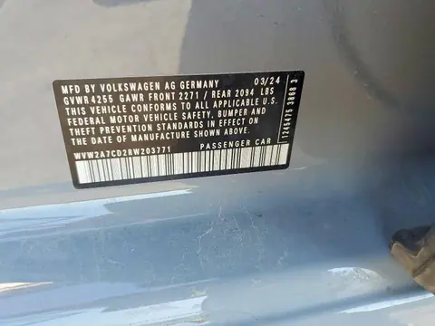 2024 VOLKSWAGEN GTI VIN WVW2A7CD2RW203771 фото 12