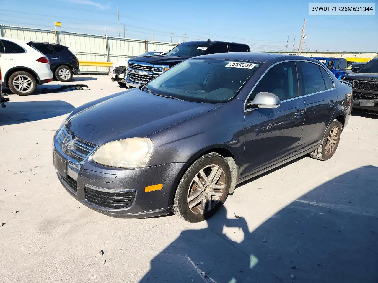 2006 Volkswagen Jetta 2.5L Leather VIN 3VWDF71K26M631344 фото 1
